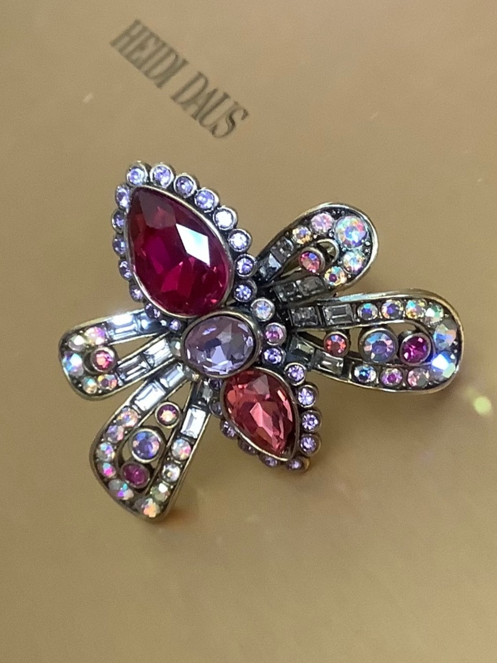 HEIDI DAUS Butterfly Beauty Crystal Butterfly Ring Fuchsia SZ 8